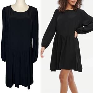 Lacausa Miro Mini Dress Black size Small Long Sleeve Drop Waist